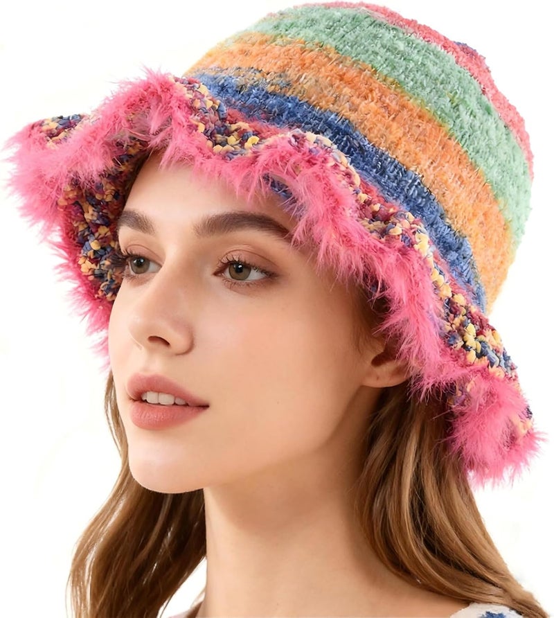 Busnos Crochet Bucket Hats for Women Handmade Hat Cute Foldable Knitted Hats for Women - Image 1